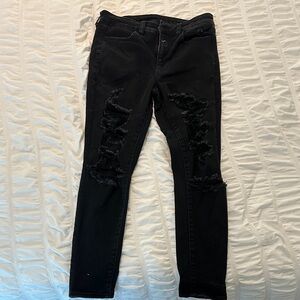 American Eagle Outfitters Black Distressed Jeans